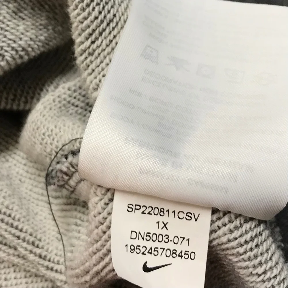 Nike Hoodie Womens Plus Size 1X Gray Pullover Hooded Cotton Blend Gym Run Casual